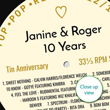 Personalised 10th Wedding Anniversary Print Music Gift, 7 of 12