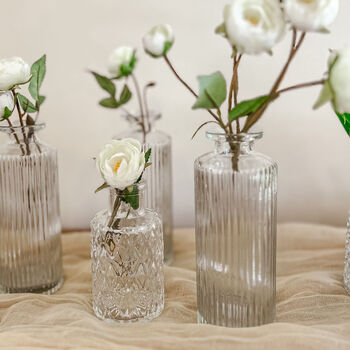 Textured Mini Glass Bottle Vase Nine.5cm Wedding Vase, 4 of 4