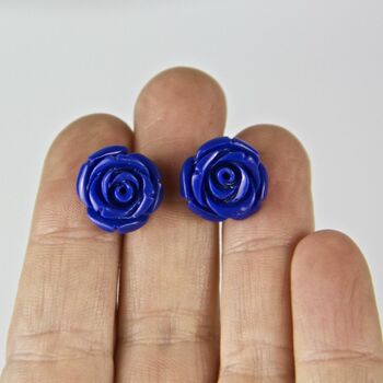 Carved Rose Stud Earrings, 2 of 9