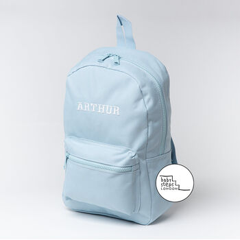 Blue Personalised Name And Design Unisex Mini Backpack, 7 of 8