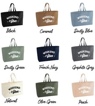 Weekend Vibes Premium Canvas Oversized Tote Bag, 7 of 7