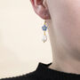 Forget Me Not And Freshwater Pearl Dangle Earrings, thumbnail 1 of 2