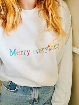 Merry Everything Embroidered Christmas Jumper, 2 of 5