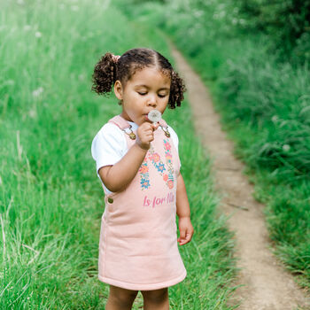 Personalised Initial Dusty Pink Girls Dress, 5 of 10