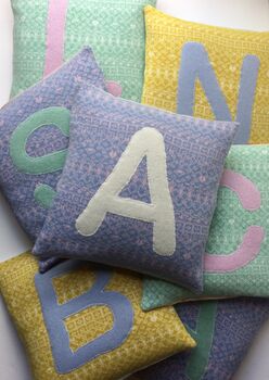 Handmade Soft Knitted Personalised Letter Cushion, 2 of 10