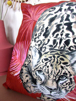 Orange Cushion With Palm Leaves And Leopard 'Prowl', 4 of 5