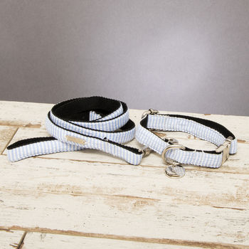 The Putney Blue Striped Dog Collar And Lead Set, 2 of 5