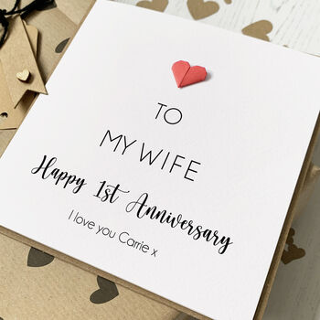 Personalised 1st Wedding Anniversary Card For Wife, 2 of 2