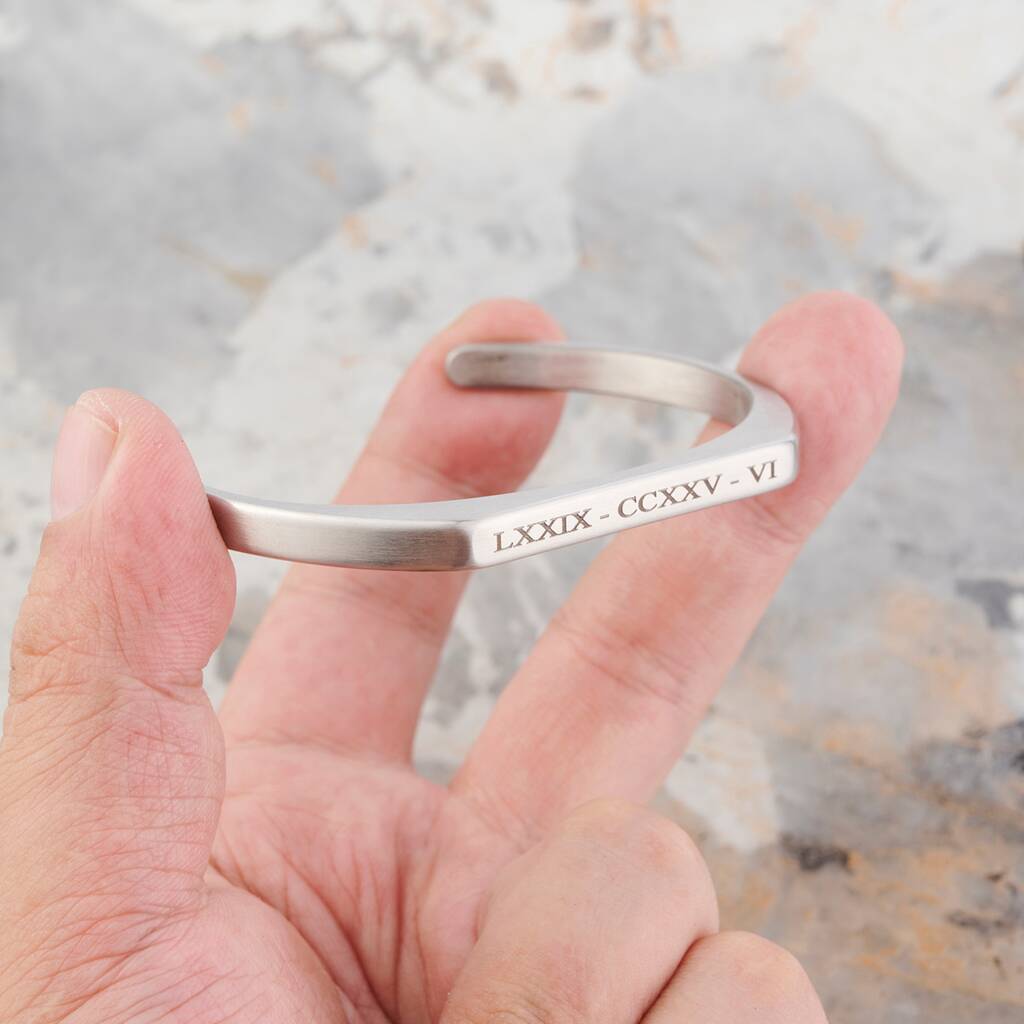 Silver Open Cuff Bangle, Engraved Bracelets For Men And Women, 1 of 10