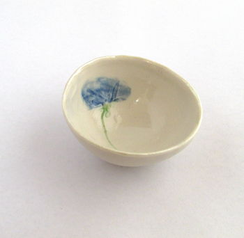 Small Porcelain Bowl Pressed With Blue Flower, 4 of 6