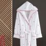 Red Hearts Embroidered Cotton Hooded Bathrobe, thumbnail 1 of 3