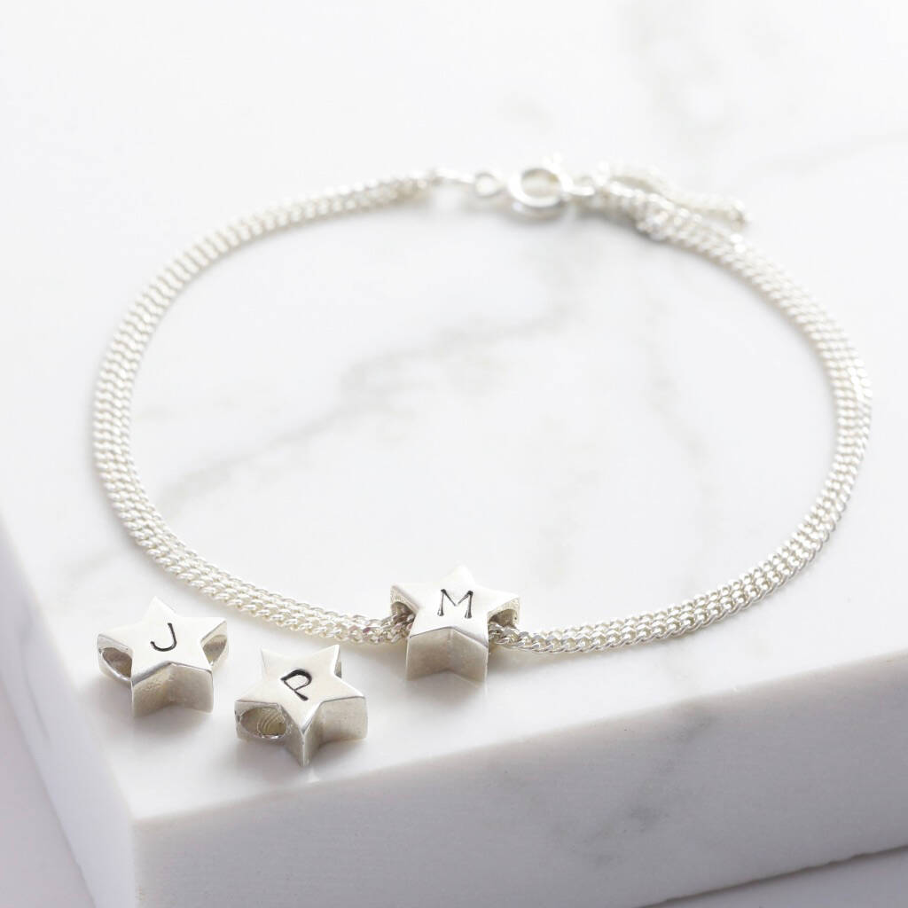 Personalised Sterling Silver Star Bead Bracelet By Lisa Angel