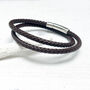 Classic Leather Double Wrap Bracelet For Him, thumbnail 5 of 12