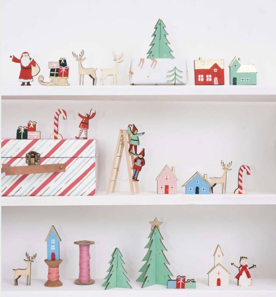 Festive Village Wooden Advent Calendar By Berylune