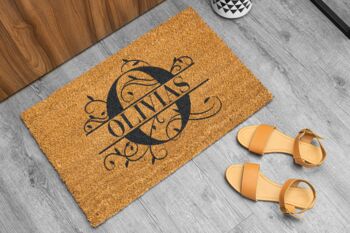 Personalised Coir Doormat With Split Initial Letter, 7 of 9
