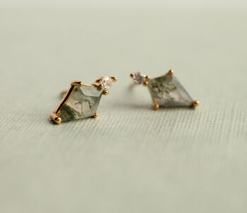 Moss Agate Stud Earrings, 5 of 6