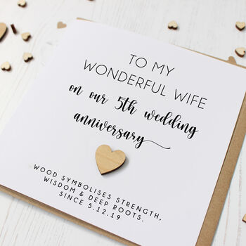 5th Wooden Anniversary Card For Husband/Wife/Couple, 8 of 10