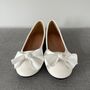 Personalised Bridal Prom White Bow Pump Slip On Flats, thumbnail 4 of 7