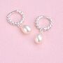 Sterling Silver And Pearl Beaded Hoop Earrings, thumbnail 3 of 8