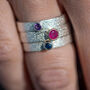 Sapphire September Birthstone Ring In Textured Sterling Silver And 9ct Gold, thumbnail 10 of 11