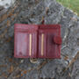 Women's Luxury Burgundy Leather Tab Trifold Purse Rfid Protected Personsalised, thumbnail 5 of 7