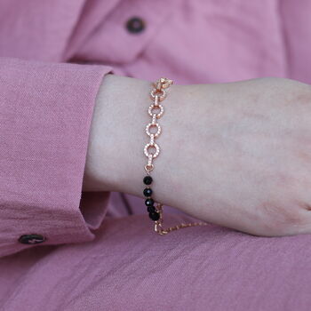 Zircon Round Chain Link Beaded Adjustable Bracelet, 3 of 7