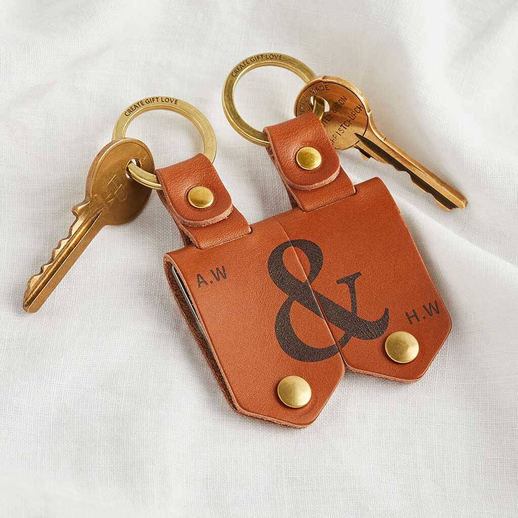 Personalised Couples Leather Photo Keyring Set, 1 of 4