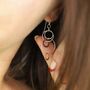 Silver And Rose Gold Swinging Circles Dangly Earrings, thumbnail 4 of 10
