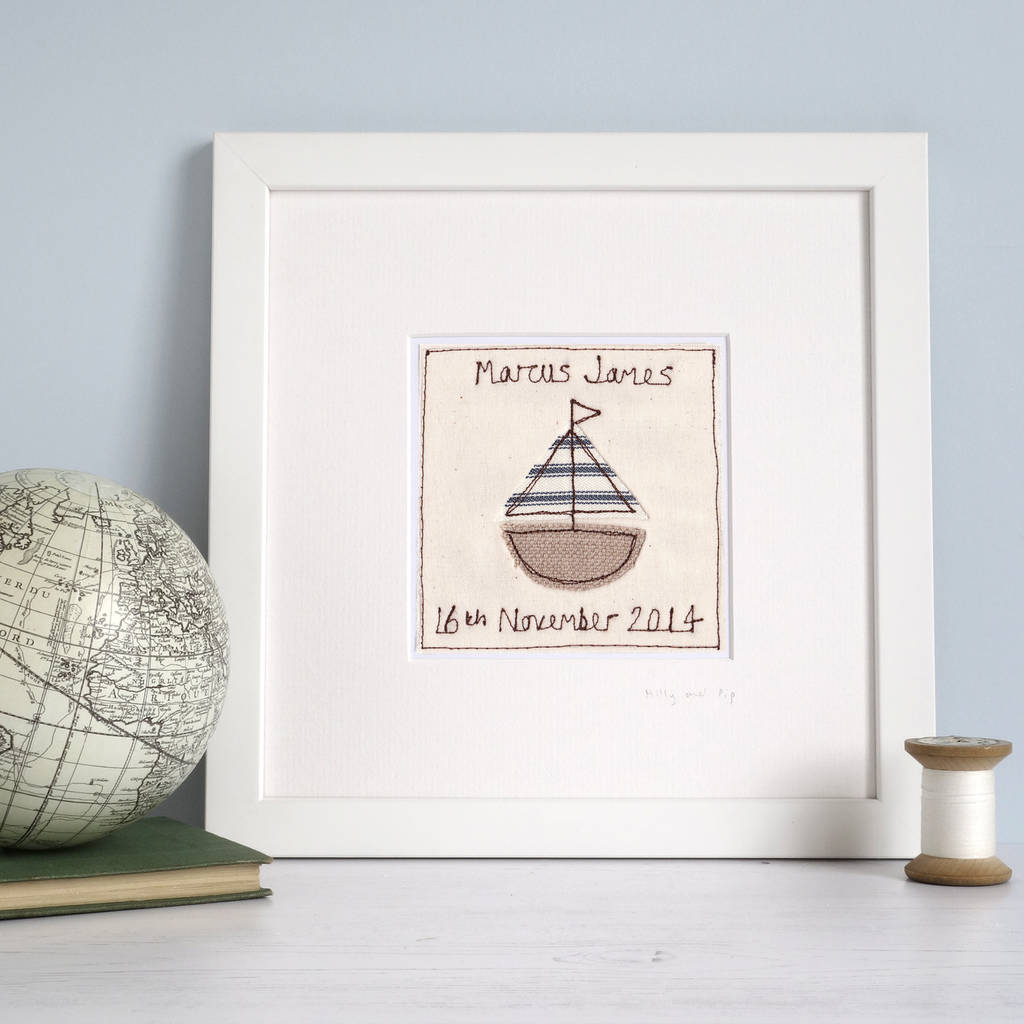 personalised sailing boat picture gift by milly and pip gifts and cards
