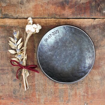 Personalised 11th Anniversary Gift; Hammered Forged Steel Dish, 2 of 12