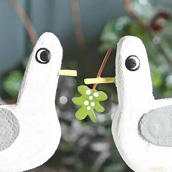 Seagulls With Mistletoe On Block Christmas Decoration, 2 of 2