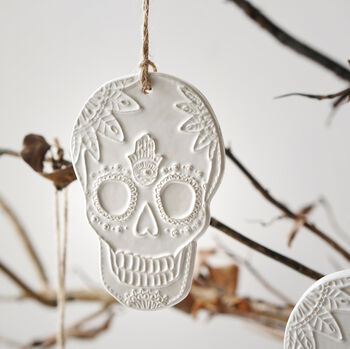 1pc Luxury Stoneware Skull Tree Ornament Decoration, 3 of 7