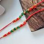 Small Colourful Bead Thread Rakhi With Chopda, thumbnail 1 of 4