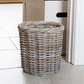 Round Rattan Wastepaper Basket, 2 of 3