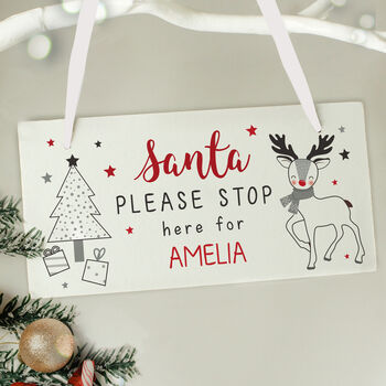 Personalised Rudolph Santa Stop Here Sign, 2 of 2