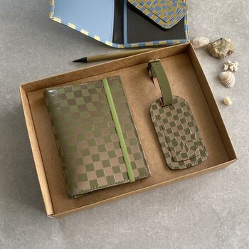 Checkerboard Recycled Passport Cover And Tag Travel Set, 4 of 4