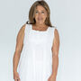 Women's White Cotton Nightdress Nicole Sleeveless, thumbnail 1 of 4