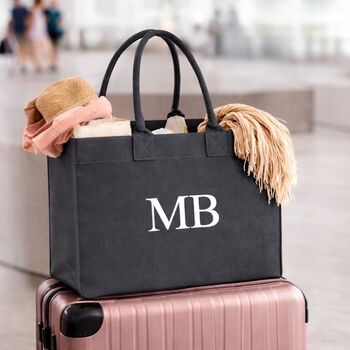 Personalised Square Canvas Large Tote Beach Shoulder Bag, 2 of 4