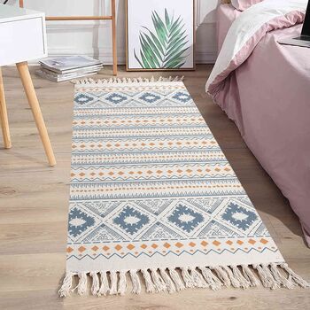 Blue Vintage Cotton Area Rug Runner, 2 of 7