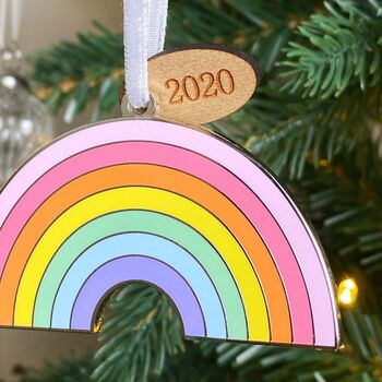 Pastel Rainbow Enamel Christmas Tree Decoration, 6 of 7
