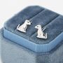 Sterling Silver Cute Puppy Dog Stud Earrings, thumbnail 4 of 11
