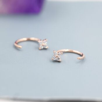Tiny Hydrangea Cz Flower Huggie Hoop Earrings, 5 of 12