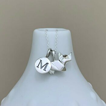 Personalised Solid Silver Origami Cat Necklace, 3 of 6