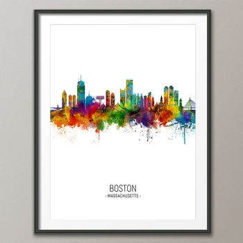 Boston Skyline Portrait Print And Box Canvas, 3 of 5