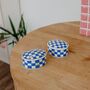 Blue Checkered Smiley Face Jewellery Box, thumbnail 1 of 4