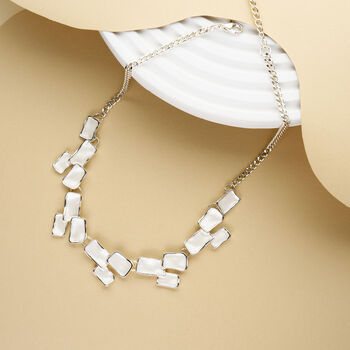 Matt Finish Layered Rectangle Brick Necklace, 2 of 3