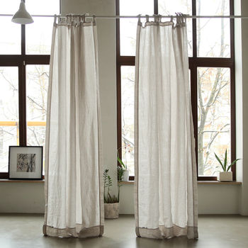Linen Stone Washed Curtains With Ties, 3 of 10