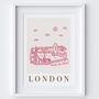 London England Pink Skyline Cityscape Scene Art Print, thumbnail 2 of 2