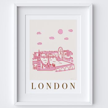 London England Pink Skyline Cityscape Scene Art Print, 2 of 2