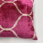 Oblong Ikat Velvet Cushion Pink Bulbous, thumbnail 4 of 10